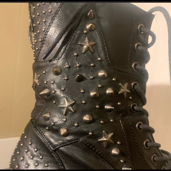 Women’s black Combat Boots with studs and spikes - Picture 6 of 8
